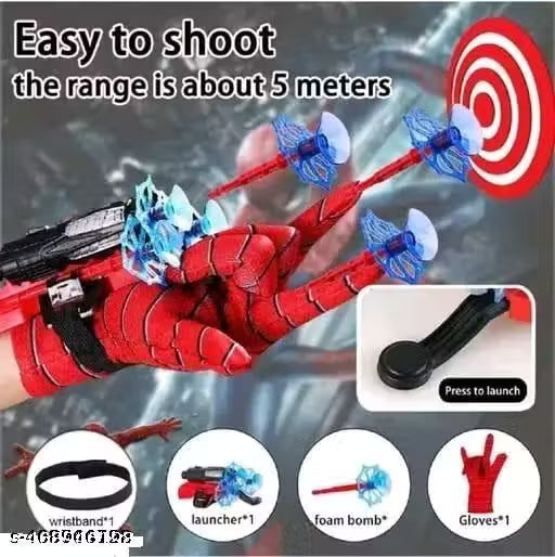 Spider Web Shooters Toy Hero Launcher Wrist Toy Set Spider-Man Web Shooters with Gadget,Birthday Gift for Kids, Sticky Wall Soft Bomb Funny Children's Educational Toys (Pack of 1)